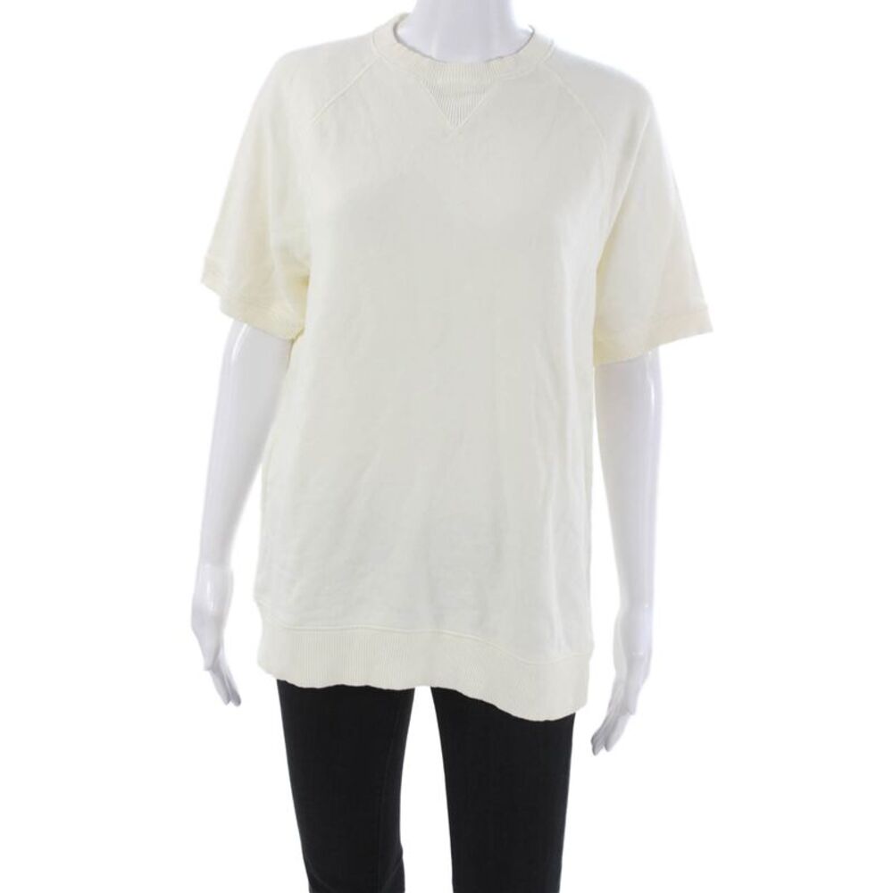 Brooks Brothers Red Fleece Women Ivory Short Sleeve Pullover Sweatshirt Size M